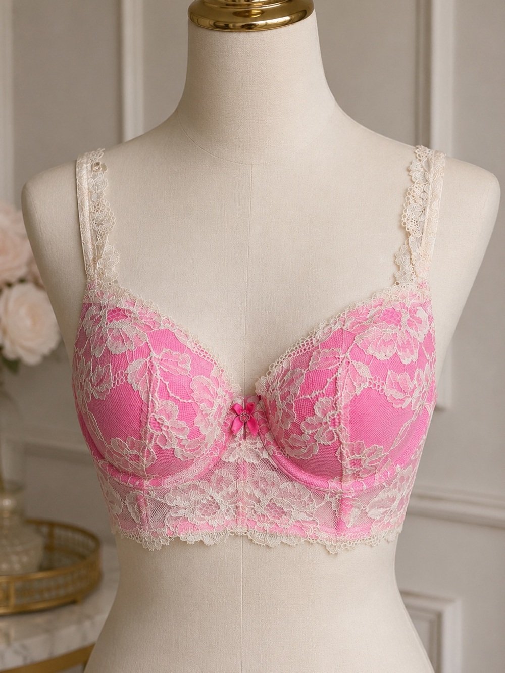 Victoria’s Secret Body by Victoria Pink Lace Longline Bra 36C